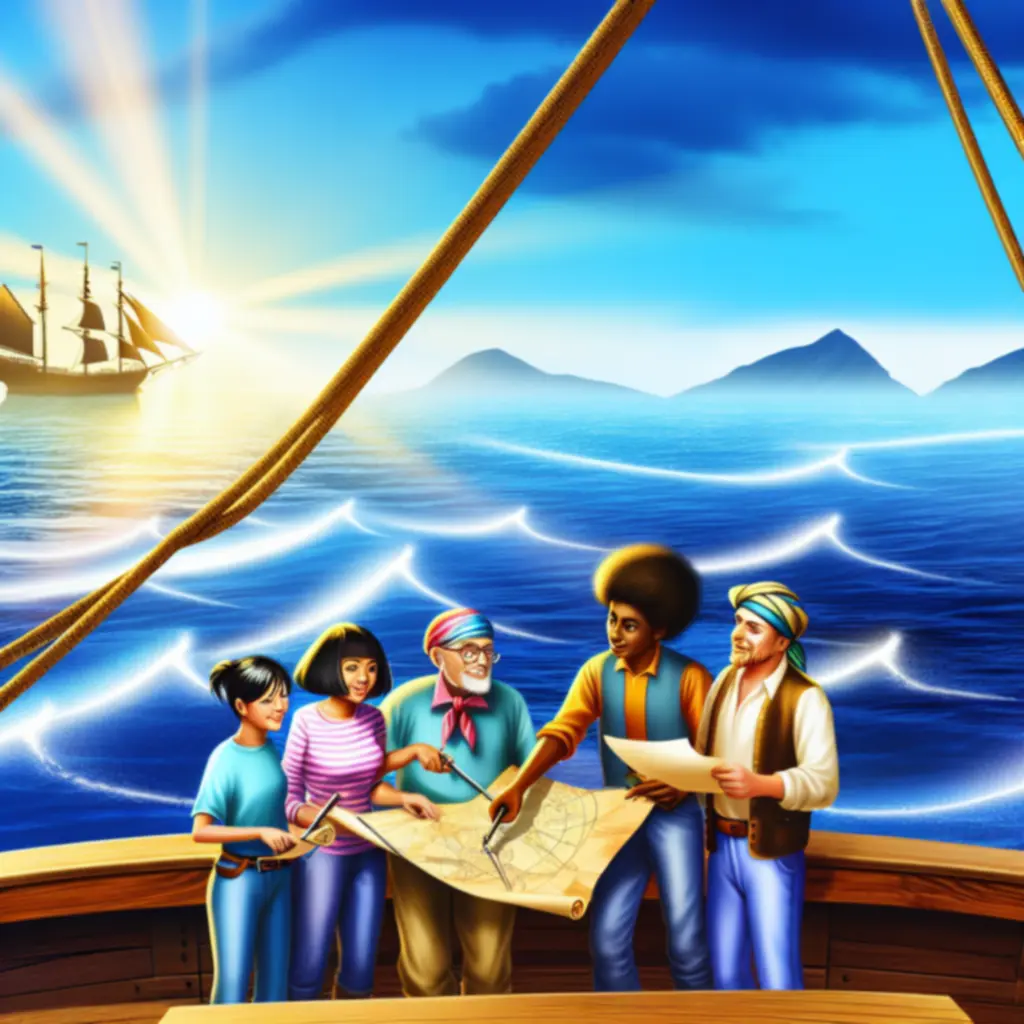 Ilustracja załogi OceanGamePL eksplorującej oceaniczne przygody