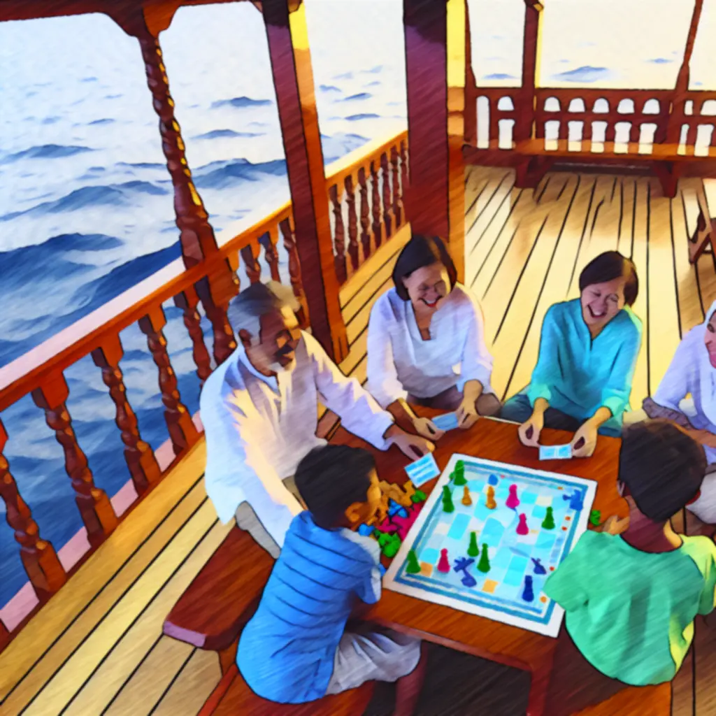 Rodzina grająca w OceanGamePL na pokładzie statku