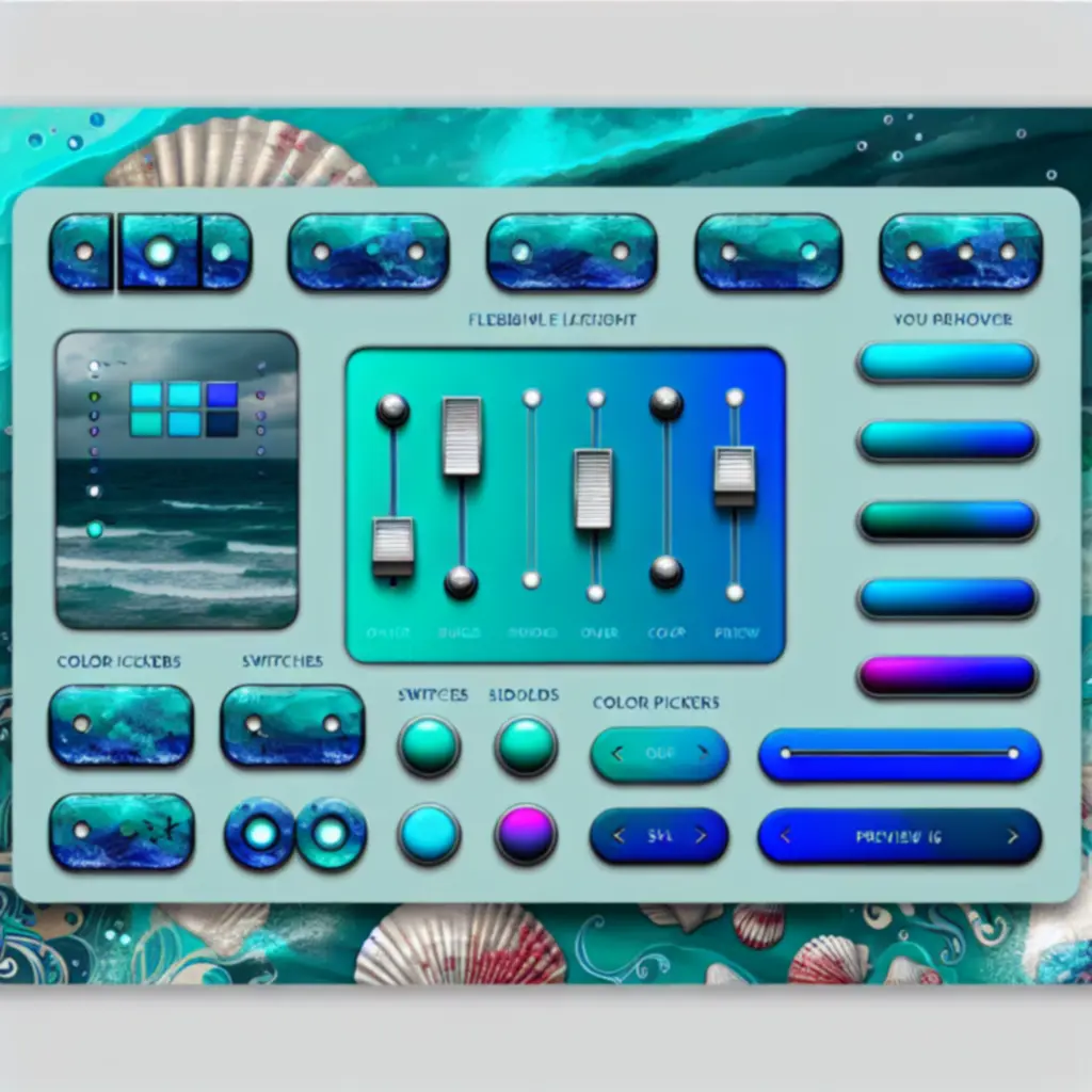 Panel ustawień personalizacji komponentów z motywem morskim