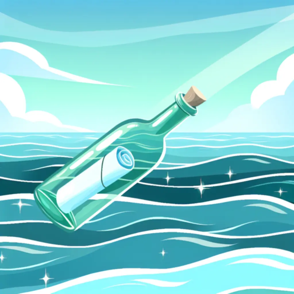 List w butelce unoszący się na oceanie – symbol zgłoszenia opinii