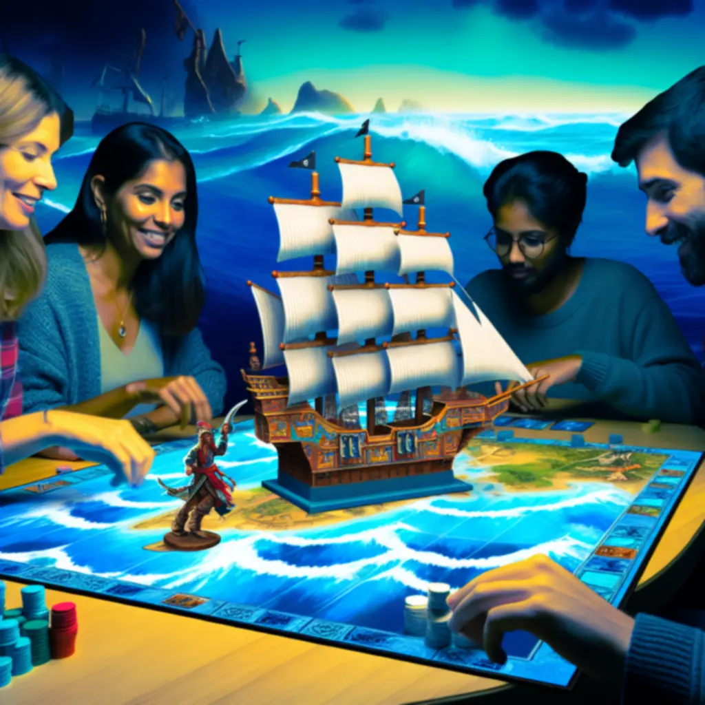 Kolekcja planszówek morskich rozłożonych na stole