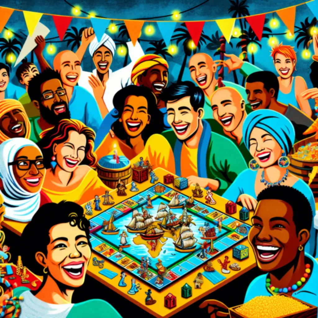 Grupa przyjaciół bawiąca się przy imprezowej grze