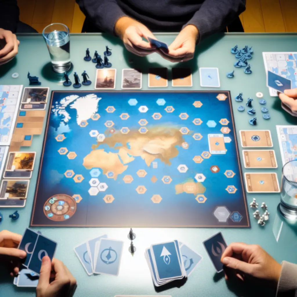 Strategiczna gra z mapą oceanów i statkami pirackim