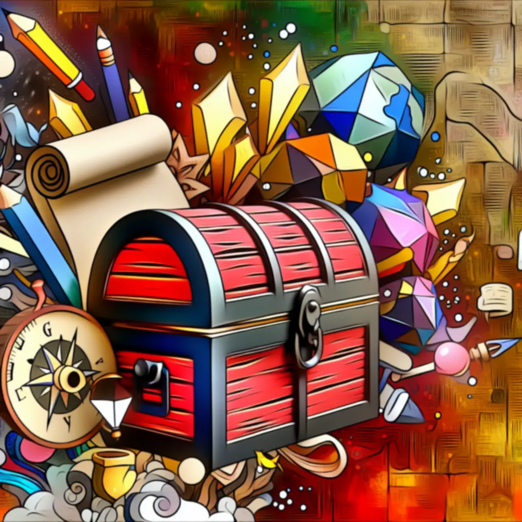 Skrzynia ze skarbami pełna poradników i narzędzi do gier