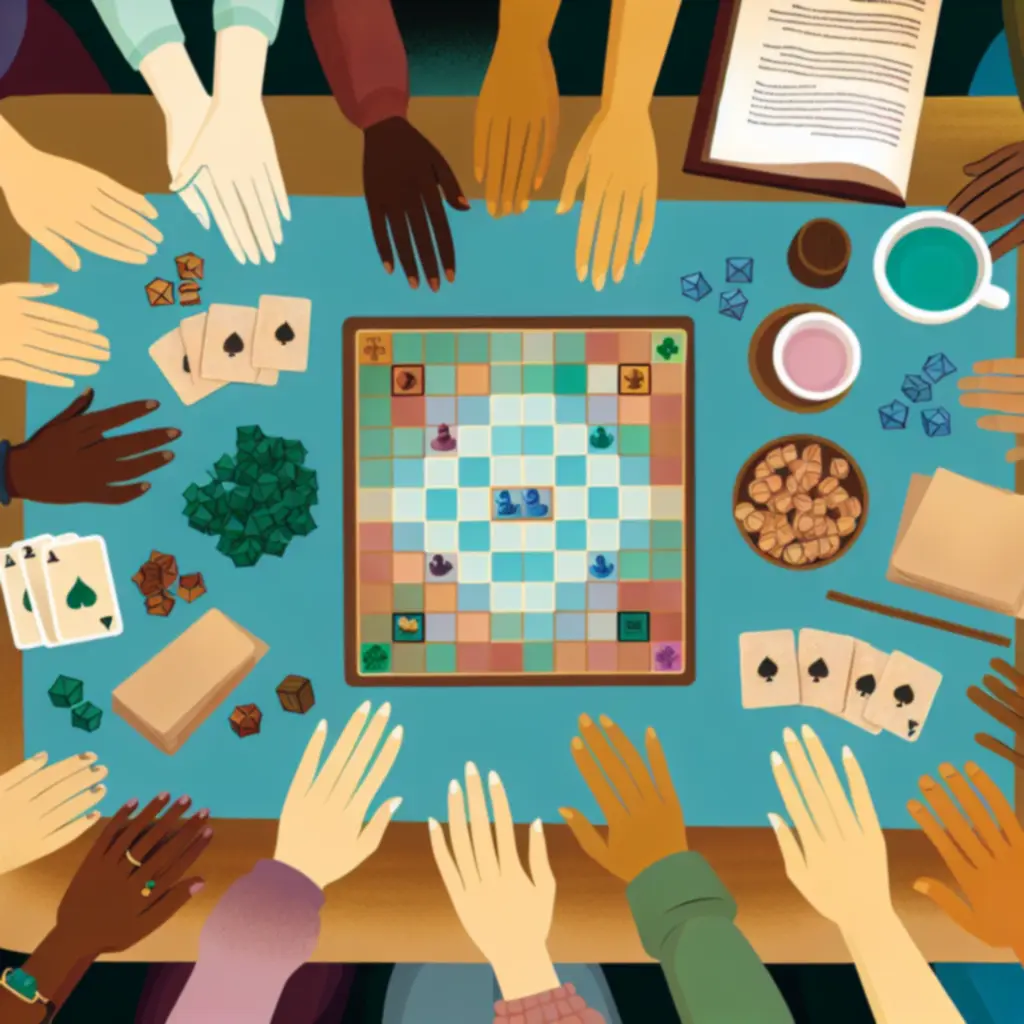 Gracze analizują zasady przy stole z planszówką OceanGamePL