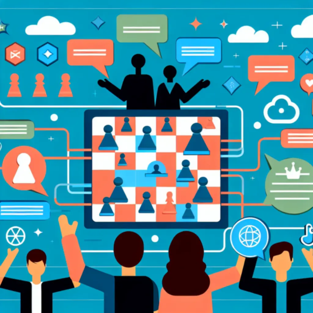 Ilustracja różnych kategorii zasad na OceanGamePL – od rozgrywki po społeczność